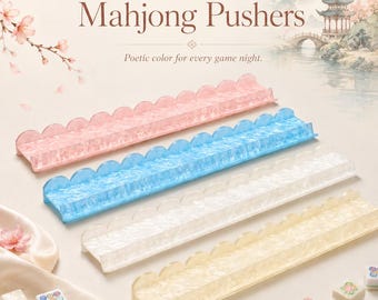 4pcs Magnetic Mahjong Pushers, Pearlescent Scalloped Tile Racks, Elegant American Mahjong Accessories