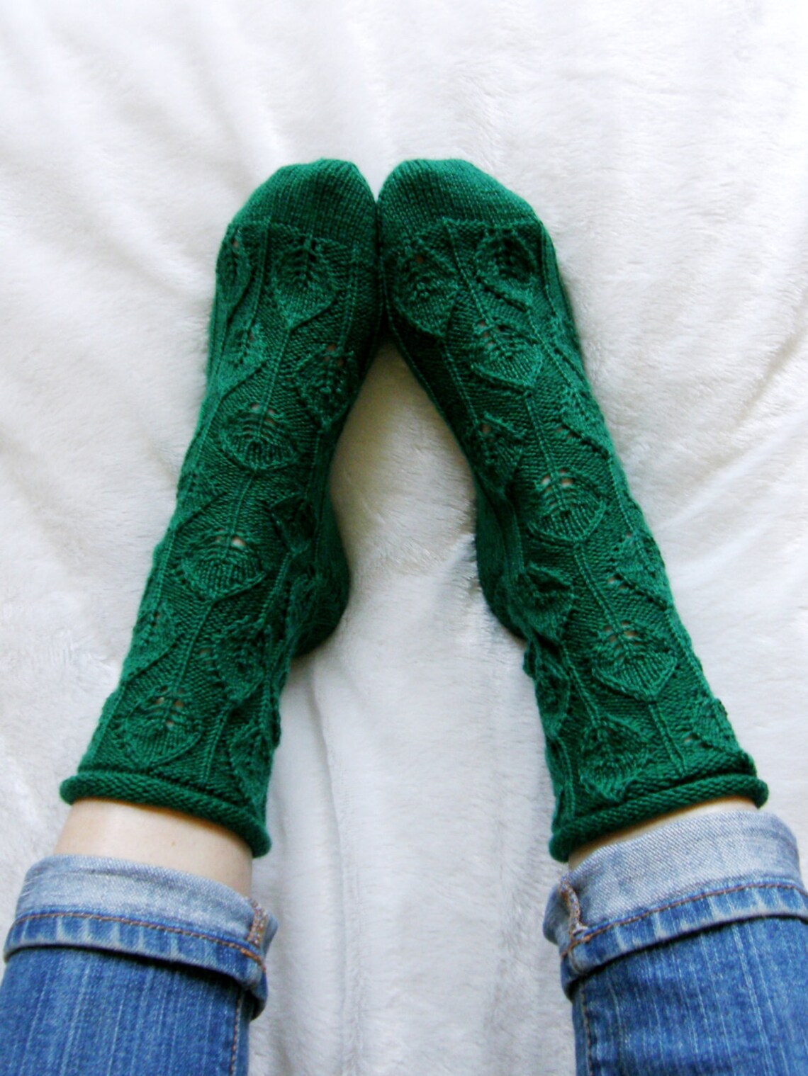 Green Leaf Socks Washable Wool Socks Etsy