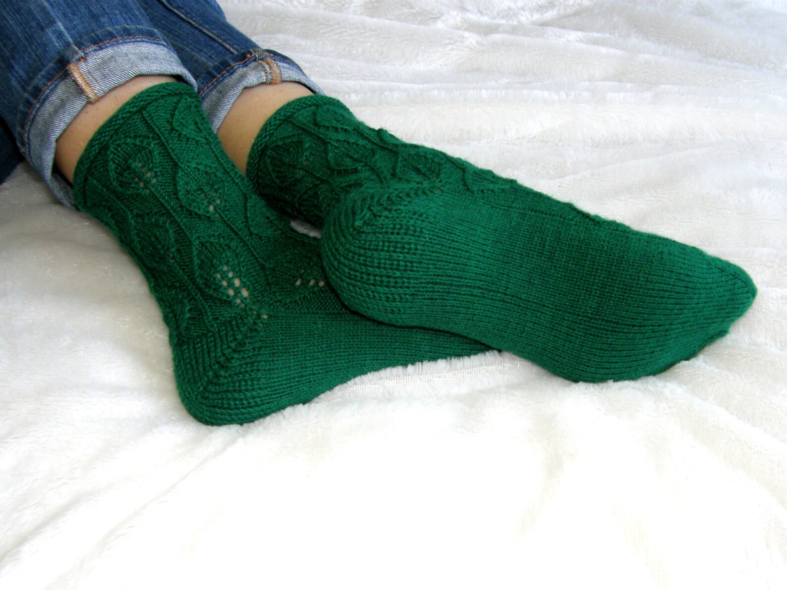 Green Leaf Socks Washable Wool Socks Etsy
