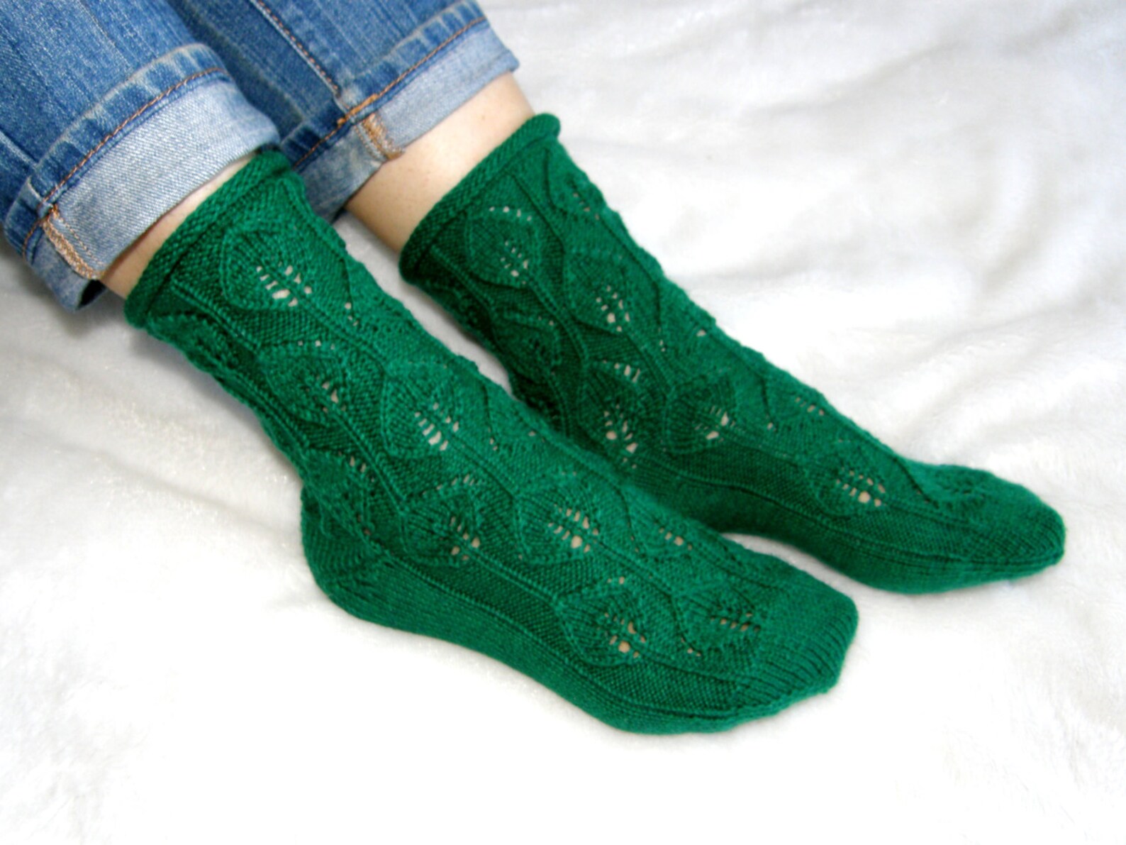 Green Leaf Socks Washable Wool Socks Etsy