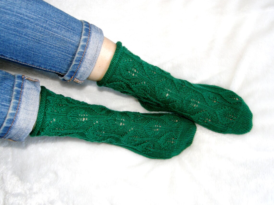Green Leaf Socks Washable Wool Socks Etsy