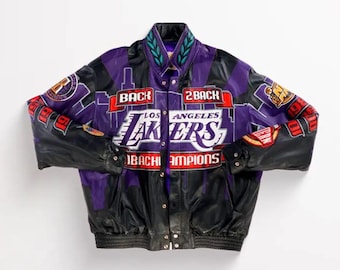 Chaqueta de cuero de los Lakers de Los Ángeles, campeones consecutivos de la NBA en 2001