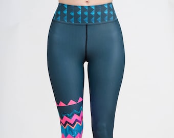 LEGGING - Lido West Chevron- Wide band legging YOGA, SUP, surf