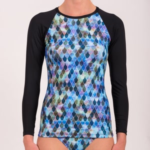 WOMENS MERMAID blue Rash Guard Style by Nalu Tribe image 3