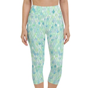Mermaid Mint WIDE BAND Yoga/surf Capri Leggings