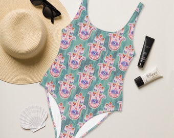 Hamsa Green One-Piece Swimsuit