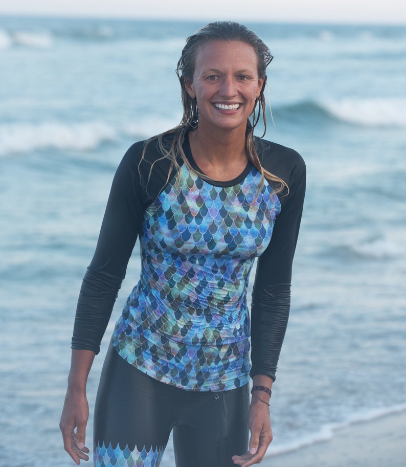 WOMENS MERMAID blue Rash Guard Style by Nalu Tribe image 1