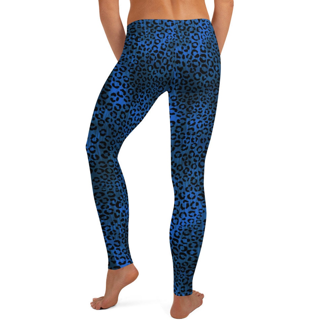 Buy Blue Leopard Surf/ Yoga Regular Waist Leggings Online in India - Etsy