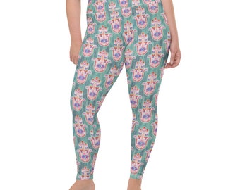 CURVY Hamsa Green Plus Size Leggings