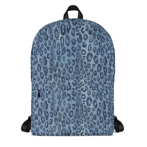 Denim Leopard Backpack
