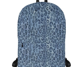 Leopard Print Backpack in Icy Blue Stylish Animal Print  display picture 1