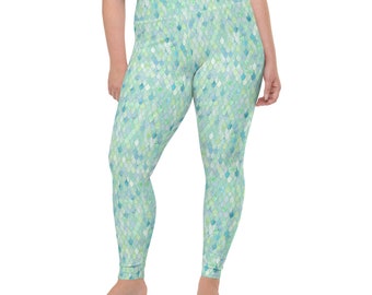 Mint Mermaid Plus Size Leggings for Yoga or Surf