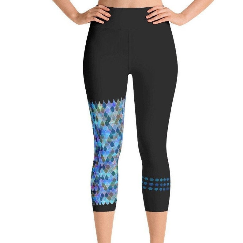 Mermaid WIDE BAND Capri Leggings for yoga/surf image 1