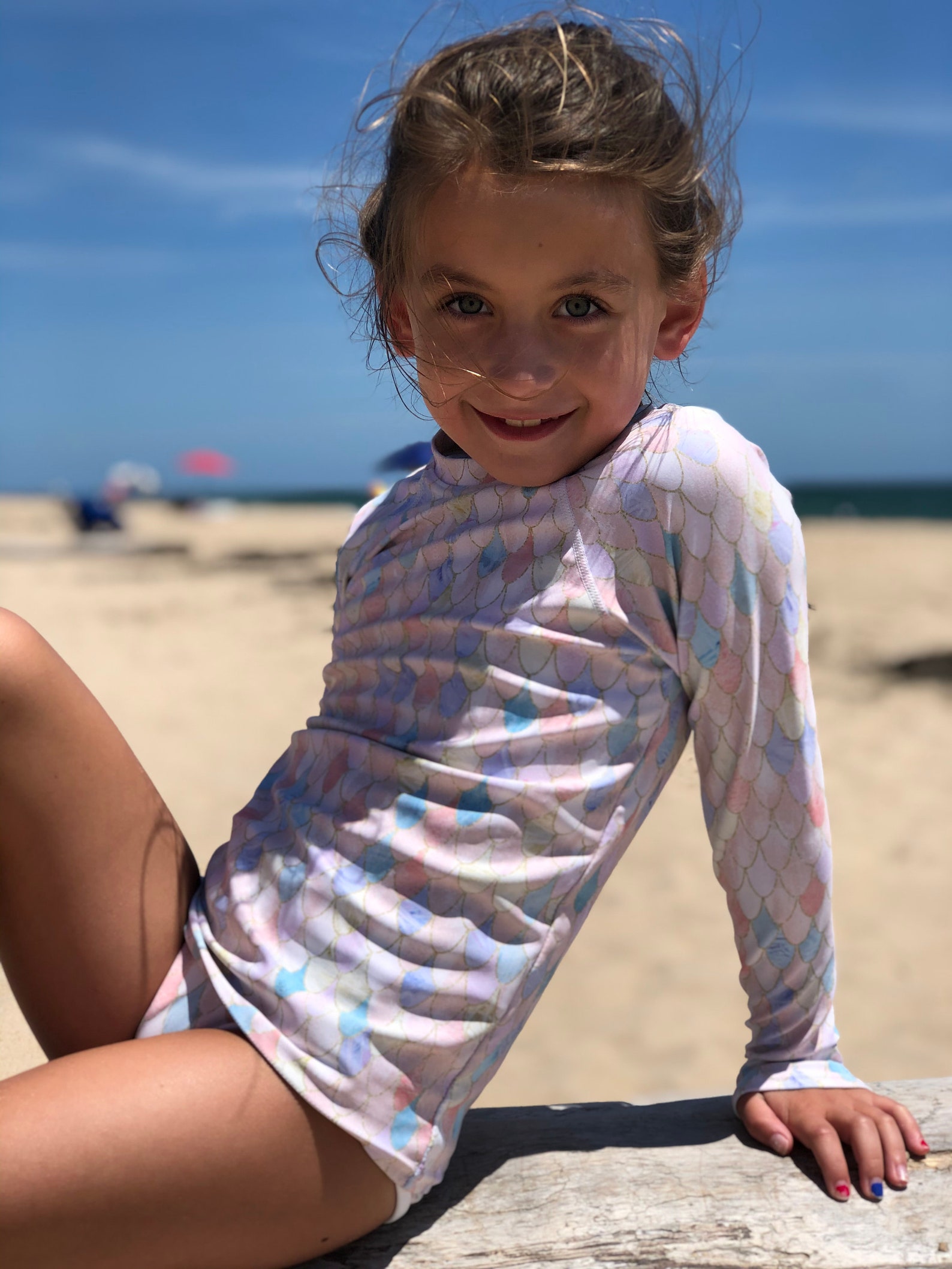 Girls Pink Mermaid Rash Guard Etsy