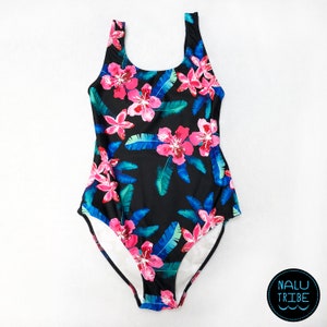 Tahitian Garden Black One Piece Swimsuit - Etsy