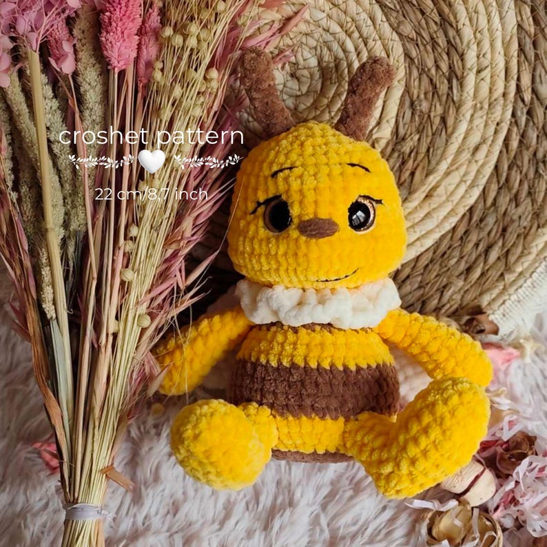 Bee Crochet Pattern PDF, Amigurumi Bee Plush Pattern, Cute Bumble Bee Toy, Easy Crochet Animal, Stuffed Bee Tutorial, Instant Download image 1