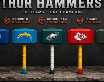 Football Team Inspired Hammer | 3D Printed Football Fan Gift | Life Size Sports Decor | Football Man Cave Gift