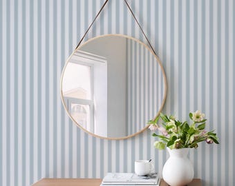 Ticking Stripe Wallpaper – Light French Blue
