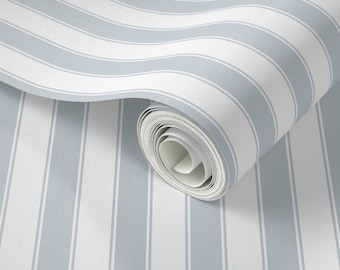 Ticking Stripe Wallpaper – Light French Blue