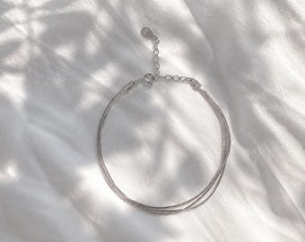 Bracelet en argent sterling : chaîne serpent triple épaisseur