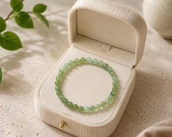 Bracelet de perles vertes dégradées de 6 mm : bijoux stretch minimalistes doux