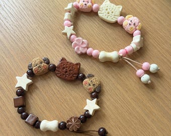 Bracelet à breloques chien chat : perles kawaii pour animaux de compagnie, style amitié