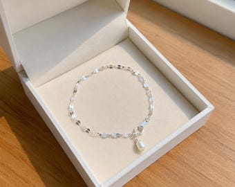 Bracelet de perles d'eau douce : chaîne fine en argent sterling 925