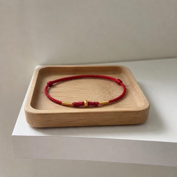 Adjustable Woven Cord Bracelet with 24K Pure Gold Accent