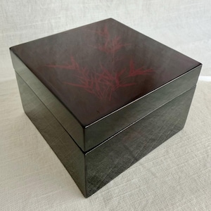 Vintage Chinese Black Lacquer Box with Bamboo Motif | Decorative Storage Box