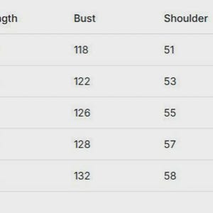 May include: A white chart displaying garment size measurements. It lists sizes S to XXL, with corresponding measurements for length, bust, shoulder, and sleeve in centimetres. Ideal for online clothing retailers.