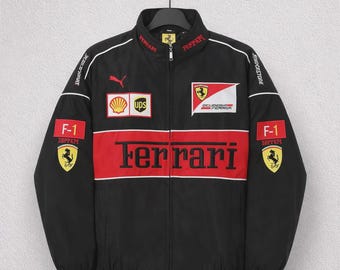 Veste vintage Ferrari Racing : manteau streetwear aviateur F1 Motorsport