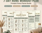 Home Workout Plan Bundle | 7 Day Dumbbell Workout PDF | Printable Fitness Planner for Weight Loss, Glutes & Core | A4 US Letter