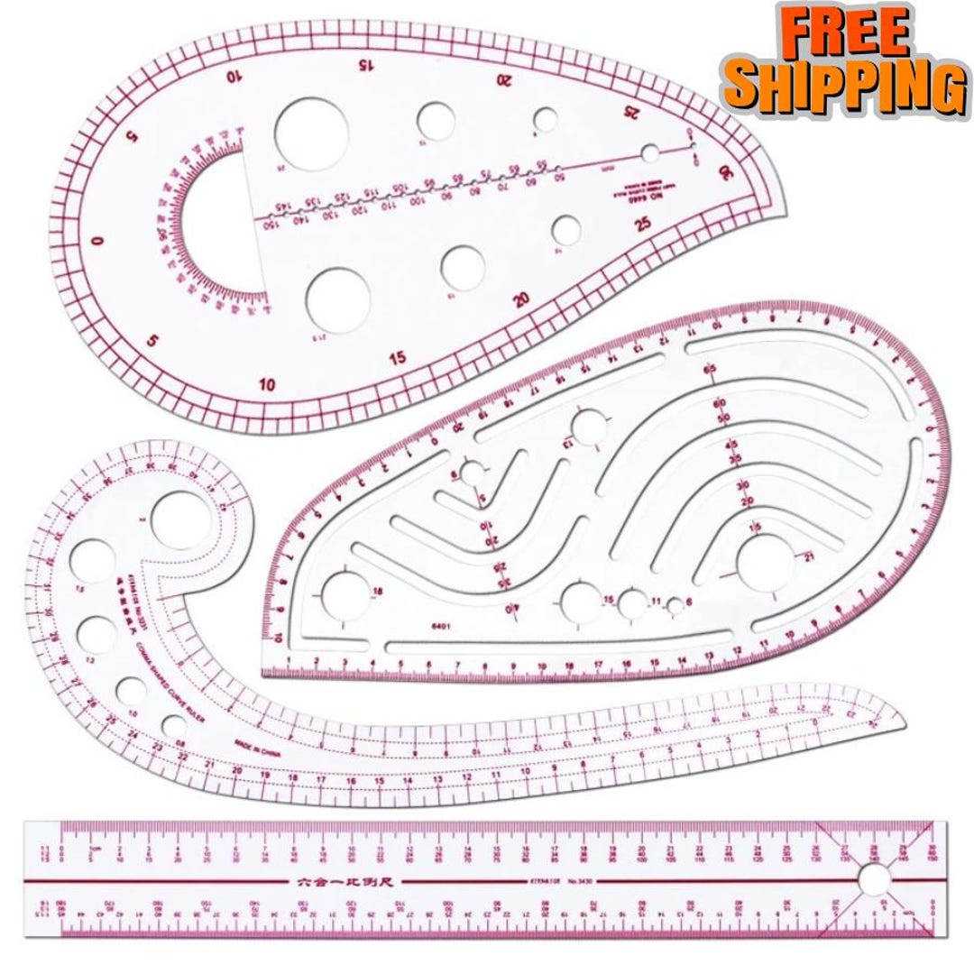 4PCS Tailor Measuring Ruler Set | Sewing Pattern Drawing & Quilting ...