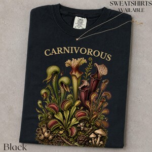 Carnivorous Shirt, Comfort Colors® Gothic Botanical Plant Lover Tee, Vintage Science Venus Flytrap Gift, Unique Biology Fan.