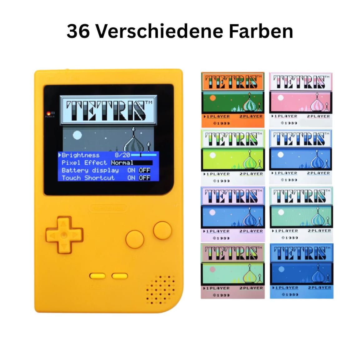 Gameboy Pocket – Nintendo Gameboy Pocket Konsole | NEU | Yoshis Island | IPS Q5 Display | 22% größerer Display als das Original | OSD Menü, foto 4 di 5