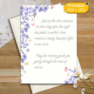 Loss of Mother Sympathy Card • Bereavement Card • Grieving Daughter Son Gift • Mourning Mom Condolence Card • Thinking of You