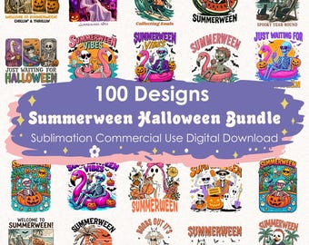 Summerween PNG Bundle 100File,Killer Summer Vibes,Halloween Summer,Beach Skeleton,Spooky Summer Designs,Trendy Halloween,Digital Download