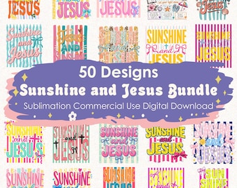 Sunshine And Jesus PNG Bundle 50 File, Cute Christian Summer Shirt Designs,Retro Coquette Christian PNG,Faith Shirt PNG, Digital Download
