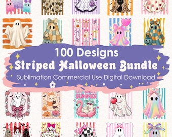 Striped Halloween Bundle PNG 100File,Striped Ghost Png,Halloween Girly Shirt,Cute Spooky Season Design,Preppy Halloween Png,Digital Download