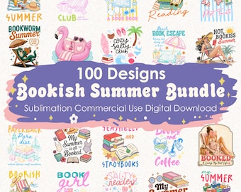 Bookish Summer PNG Bundle100File, Beach Reader PNG, Coastal Reading Club Graphic, Cute Reader Personality,Summer Book Lover,Digital Download