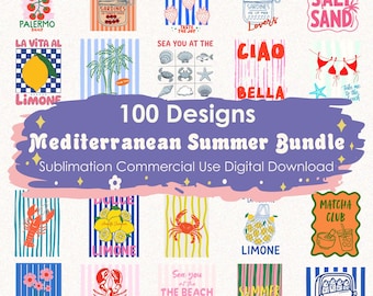 100 Coastal Summer PNG Bundle, Beach Clipart Bundle, Retro Preppy Coquette Graphics, Ocean Beach Vacation Designs, Sardines Lobster Cocktail