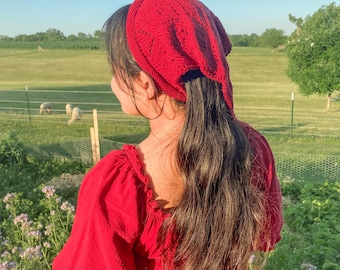 Modello per bandana Heartland da lavorare a maglia (ENG) / Lavorazione a maglia traforata in stile cottagecore per principianti sicuri di sé