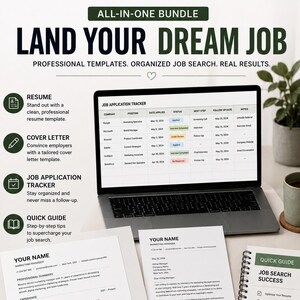 Resume Templates Bundle | Cover Letter | Job Application Tracker (Instant Download)
