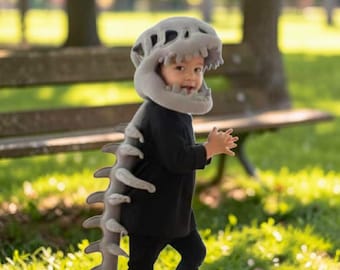 Disfraz de esqueleto de dinosaurio 3D de peluche para niños / Traje de T-Rex para usar / Juguete de disfraz de dinosaurio de peluche suave / Regalo de disfraz de Halloween para niños