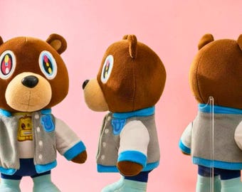 Kanye West Graduation Teddy Bear Plush, Personalized College Dropout Plushy, Stuffed Animal Birthday Gift
