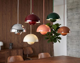 Deense Flower Bud-hanglamp, moderne hanglamp uit het midden van de eeuw, kleurrijke metalen plafondkroonluchter in jaren 70-stijl, retro eetkamerlamp