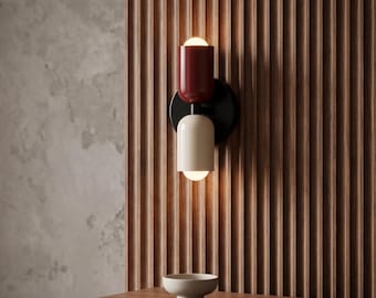 Nordic Double Head Wall Sconce, Colorful Minimalist Bedside Lamp, Modern Macaron Wall Light, Japandi Ambient Home Decor