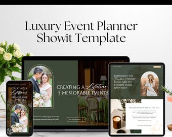 Showit Website Template for Wedding Planners, Dark Luxurious Design for Event Planners and Event Venues, Full Website