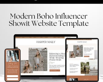 Modern Showit Website Template, Full Website Design for Influencer Brands, Includes Blog, Content Creator and Personal Brand Theme
