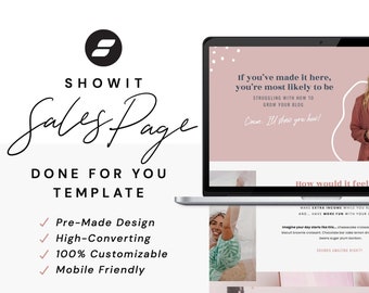 Sales Page Funnel Template for Online Course, Sales Page Template, Showit Sales Page Template, Showit Template